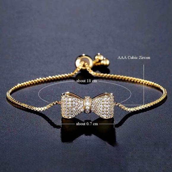 🆕New Gold Plated Crystal Bow Adjustable Bracelet & Bangle - Picture 10 of 10